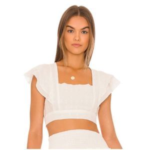 MinkPink x REVOLVE White Wash Crop Top - Size Large